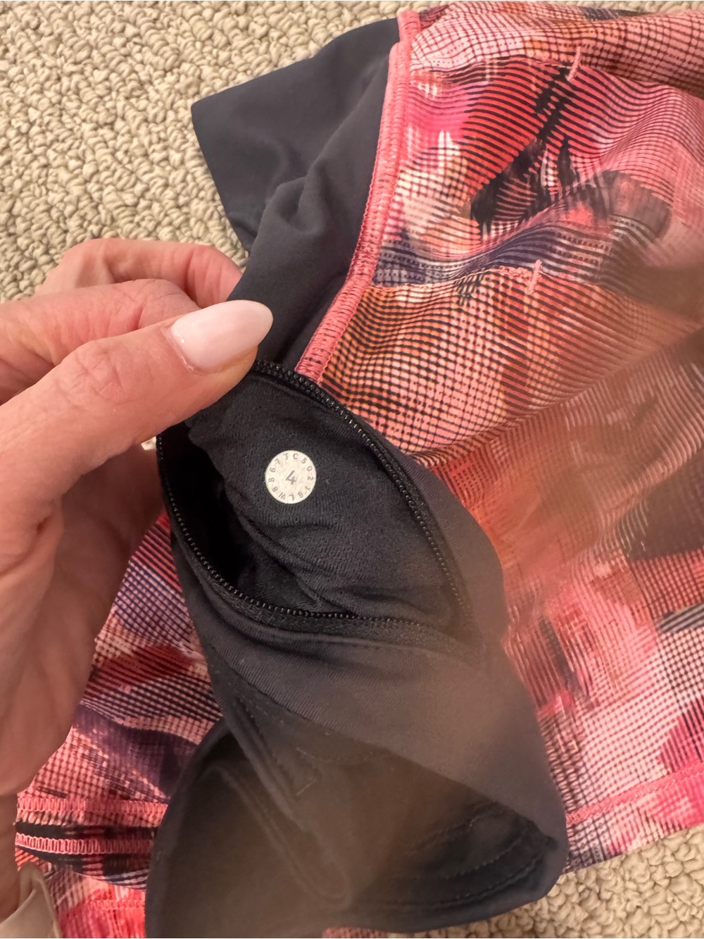 lululemon athletica Pink Multi-Print Athletic Skort with Black Waistband - Picture 3 of 3
